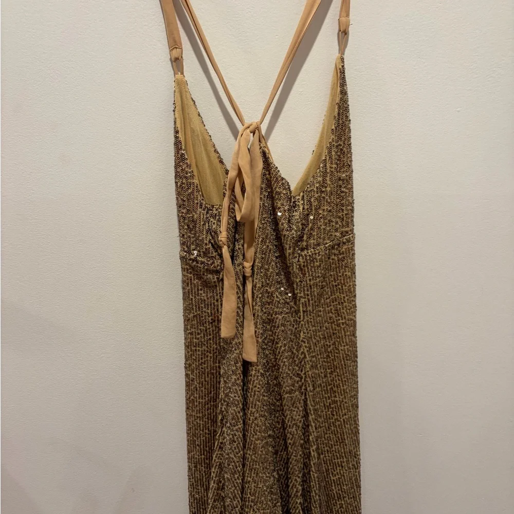 Free People Gold Backless Slip Dress - Picture 2 of 4
